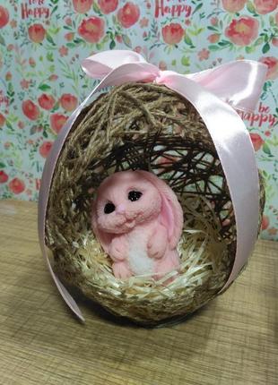 Сувенірна мило зайчик в яйці-кошику2 фото