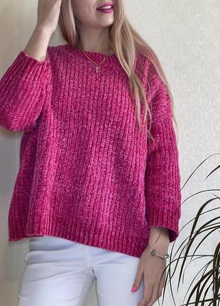 Малиновый свитер нежной вязки4 фото