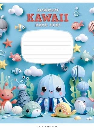 Тетрадь ученическая "kawaii" 012-3398c-2 в косую линию, 12 листов