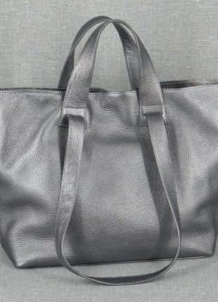 Жіноча шкіряна сумка 56 нікель3 фото