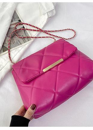 Сумка жіноча на плече на ланцюжку, сумочка вечірня рожева