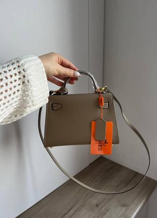 Сумка hermes kelly mini beige premium6 фото