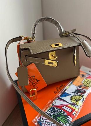 Сумка hermes kelly mini beige premium2 фото