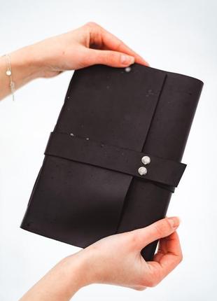 Чорний блокнот з натуральної шкіри, блокнот для записів та скетчів, в подарунок