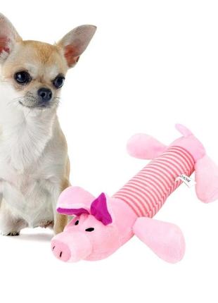 Іграшка для собак "pig" м'який жувальний pink1 фото