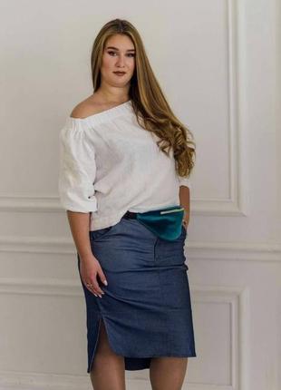 Женская блуза-волан с открытыми плечами4 фото