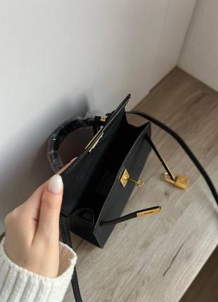 Сумка hermes kelly mini black premium8 фото