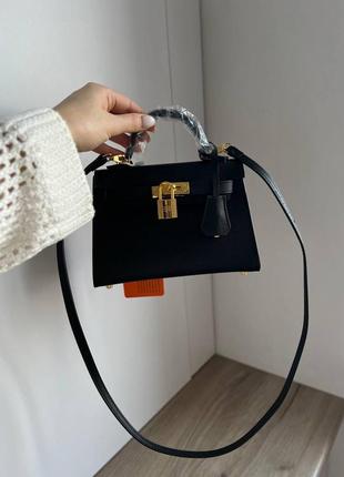 Сумка hermes kelly mini black premium6 фото