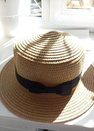 Солом'яний капелюх канотьє! хіт літа! капелюшок від сонця панамка біла бежева червона