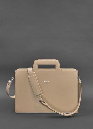 Жіноча шкіряна сумка для ноутбука і документів світло-бежева  bn-bag-36-light-beige3 фото