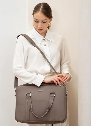 Кожаная сумка для ноутбука и документов темно-бежевая  bn-bag-37-beige