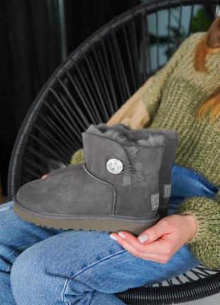 Ugg женские зимние сапоги угг с пуговкой серые2 фото