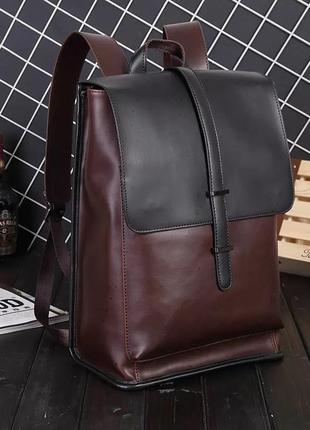 Мужской кожаный стильный рюкзак портфель чоловічий ранець сумка для ноутбука документов