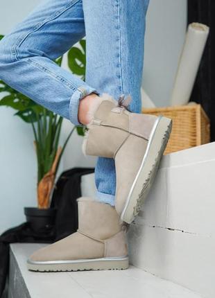 Ugg bailey bow женские сапоги угг серые с бантом6 фото