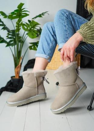 Ugg bailey bow женские сапоги угг серые с бантом2 фото