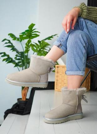 Ugg bailey bow женские сапоги угг серые с бантом8 фото