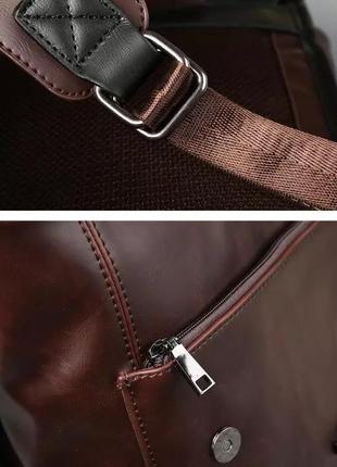 Мужской кожаный новый стильный рюкзак портфель чоловічий ранець сумка для ноутбука6 фото