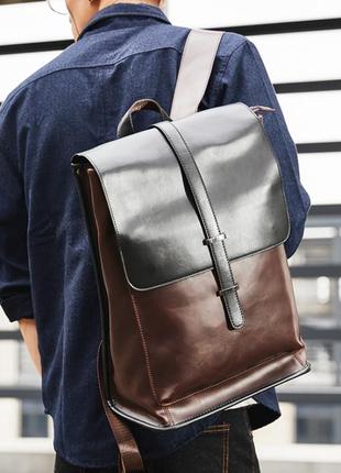 Мужской кожаный новый стильный рюкзак портфель чоловічий ранець сумка для ноутбука2 фото