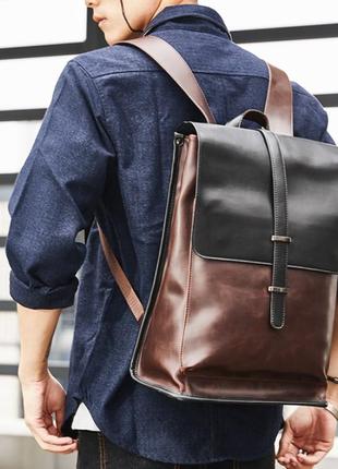 Мужской кожаный новый стильный рюкзак портфель чоловічий ранець сумка для ноутбука4 фото