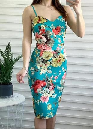Женское облегающее миди платье cameo rose с цветочным тропическим принтом/цветочный сарафан