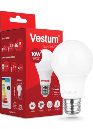 Світлодіодна лампа vestum a60 10w 4100k 220v e27 1-vs-11051 фото