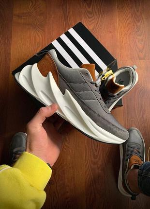 Кроссовки мужские adidas shark dark gray &amp; brown👟8 фото