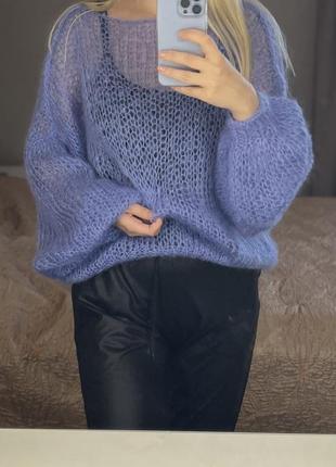 Голубой свитер мохеровый