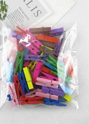 Прищепка мини декоративная цветная 50шт