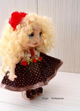 Текстильная интерьерная куколка "настенька"3 фото