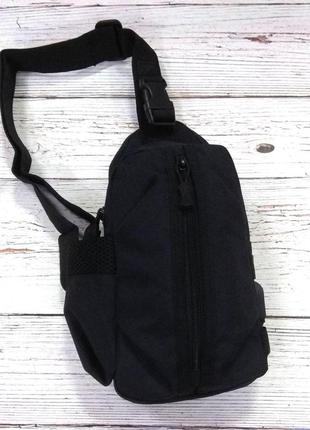 Тактична чорна сумка борсетка на одній лямці з usb. t-bag 4468 фото