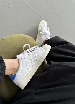 Кроссовки adidas superstar white blue7 фото