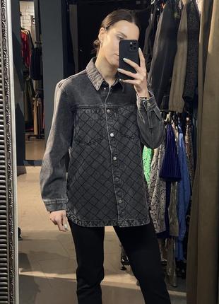 Джинсовая рубашка, хлопковая рубашка, серая рубашка от бренда vero moda
