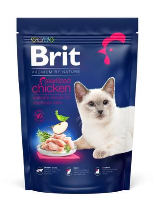 Сухой корм для стерилизованных котов brit premium by nature с курицей 800г1 фото