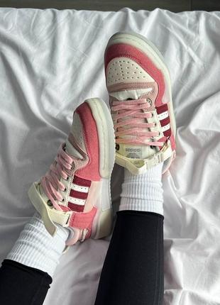 Женские кроссовки adidas forum x bad bunny "white pink"3 фото