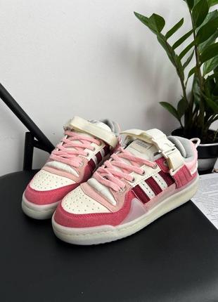 Женские кроссовки adidas forum x bad bunny "white pink"8 фото