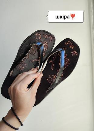 Шкіряні в'єтнамки шльопанці босоніжки через палець  кожа кожаные1 фото