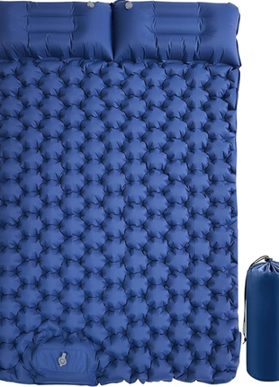 Двухместный кемпинговый каремат для походов с надувной подушкой синий туристический4 фото