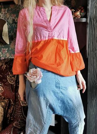 Тоненькая блуза с баской emily van den bergh коттон хлопок натуральная2 фото