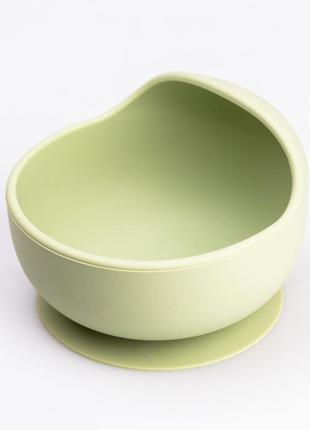 Детский набор силиконовой посуды для кормления ребенка 7 предметов оливковый5 фото