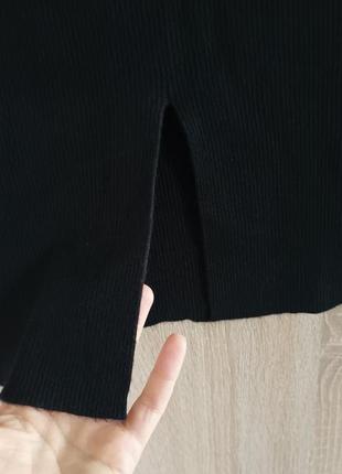 Черная юбка-мини-мини в рубчик8 фото