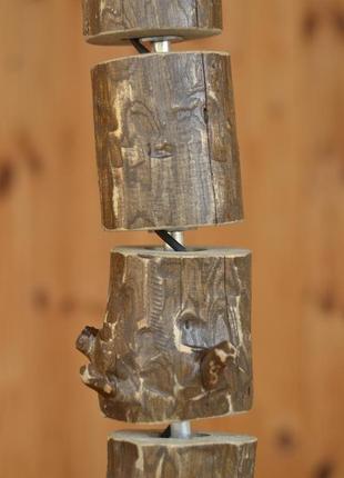 Деревянный торшер, напольный светильник из натурального бревна4 фото