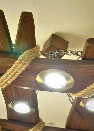 Люстра дерев'яна з світлодіодними лампами, лампа з дерева, світильник стельовий4 фото