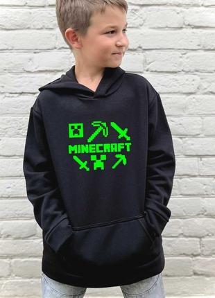 Худі на флісі майнкрафт minecraft  хлопчику дівчинці толстовка підліткова1 фото