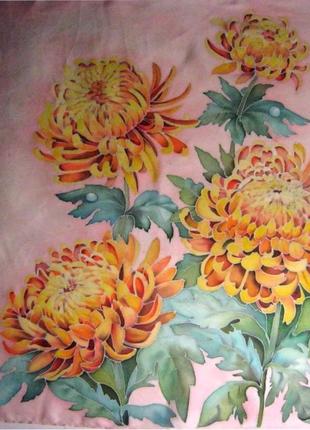 Платок хризантемы-батик1 фото