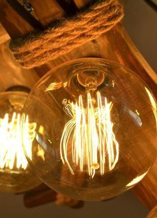 Світильник ручної роботи з натурального дерева з декоративними лампами3 фото
