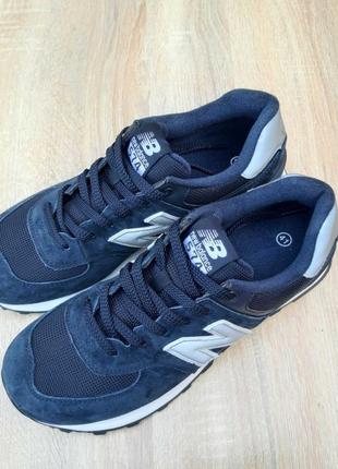 New balance 574  сині (сіра n) кросівки кеди жіночі замшеві нью баланс осінні весняні демісезонні демісезон низькі замша відмінна якість3 фото