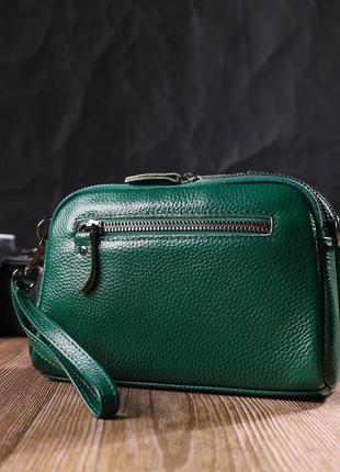 Сумка-клатч в оригинальном дизайне из натуральной кожи 22101 vintage зеленая7 фото
