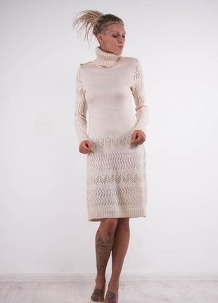 Біле в'язане міні сукня-светр2 фото