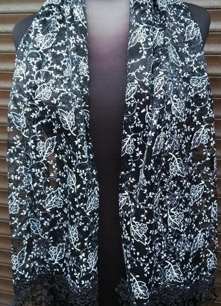 Шарф церковный, женский, фатиновый, 150х50 см, цвет черный3 фото