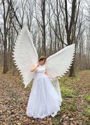 Крылья ангела большой карнавальный костюм для девочки на праздник крылья для беременных.1 фото
